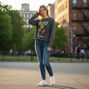 Recycled Karma Gray KISS Sweatshirt 2016 A305